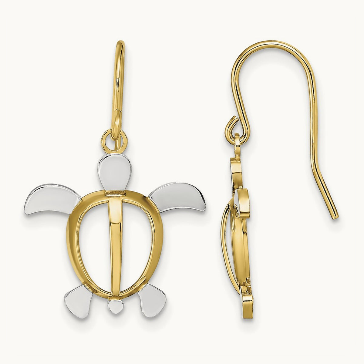 Sea Turtle Dangle Earrings with rhodium — 25.8mm