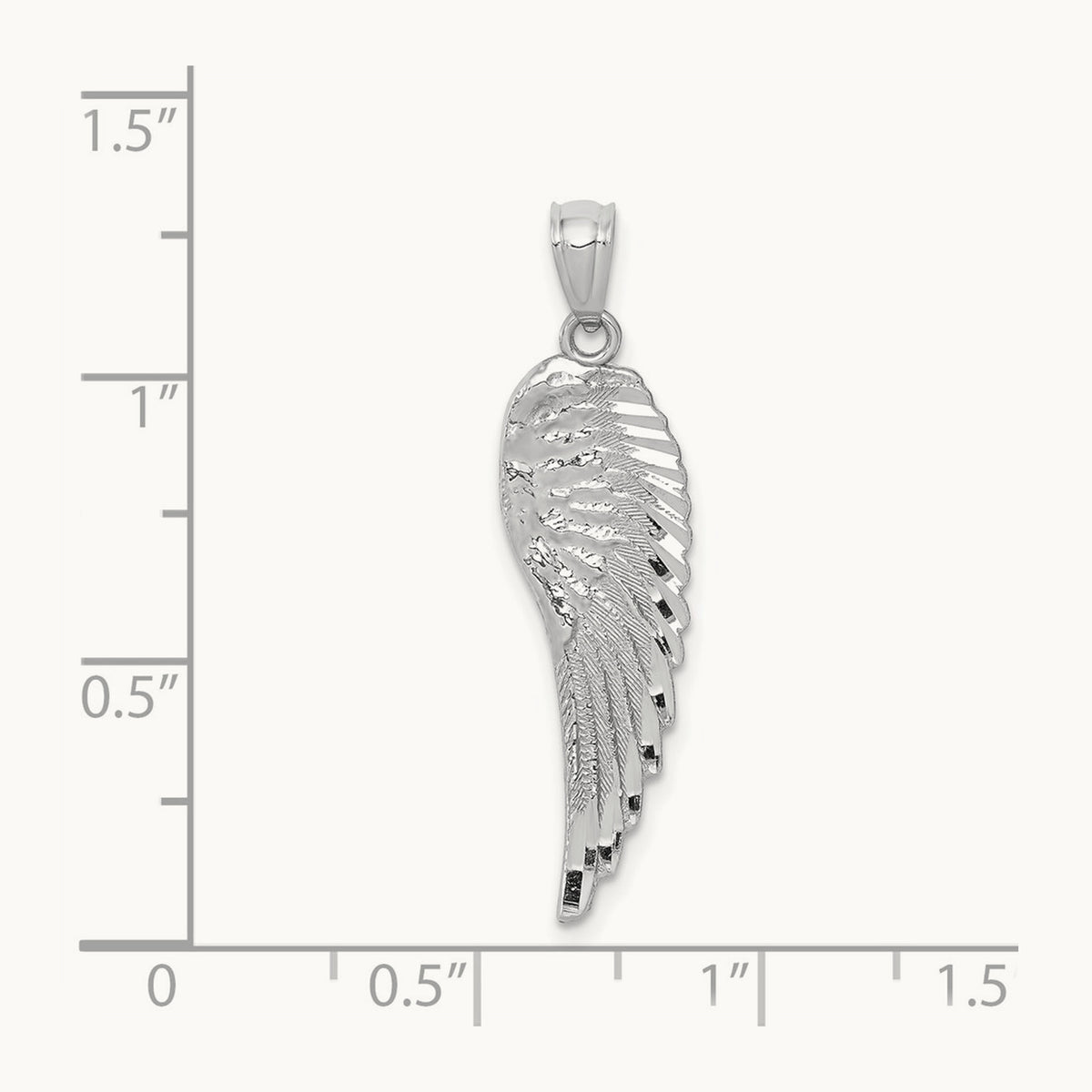 Polished and Textured Angel Wing Pendant — 14K White Gold