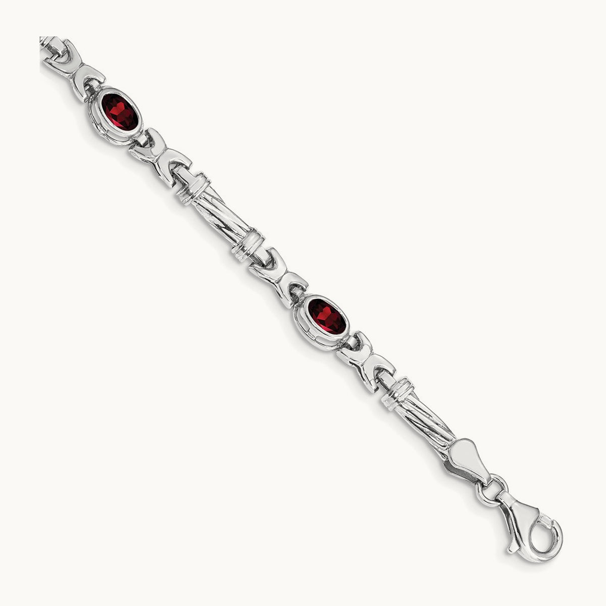 Garnet Bracelet, 14K White Gold