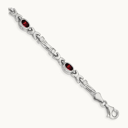 Garnet Bracelet, 14K White Gold