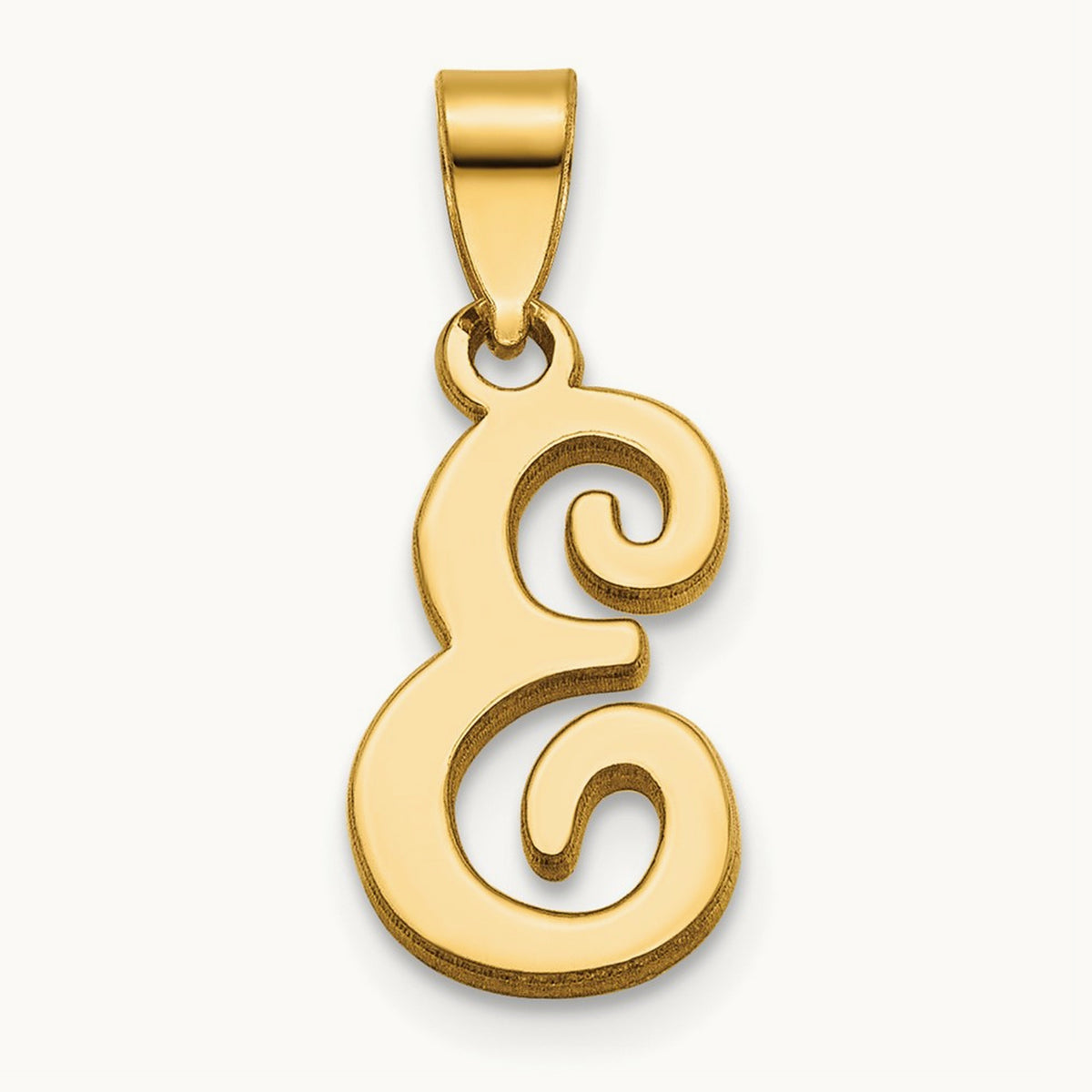 Script Letter E Initial Pendant, 14K Yellow Gold