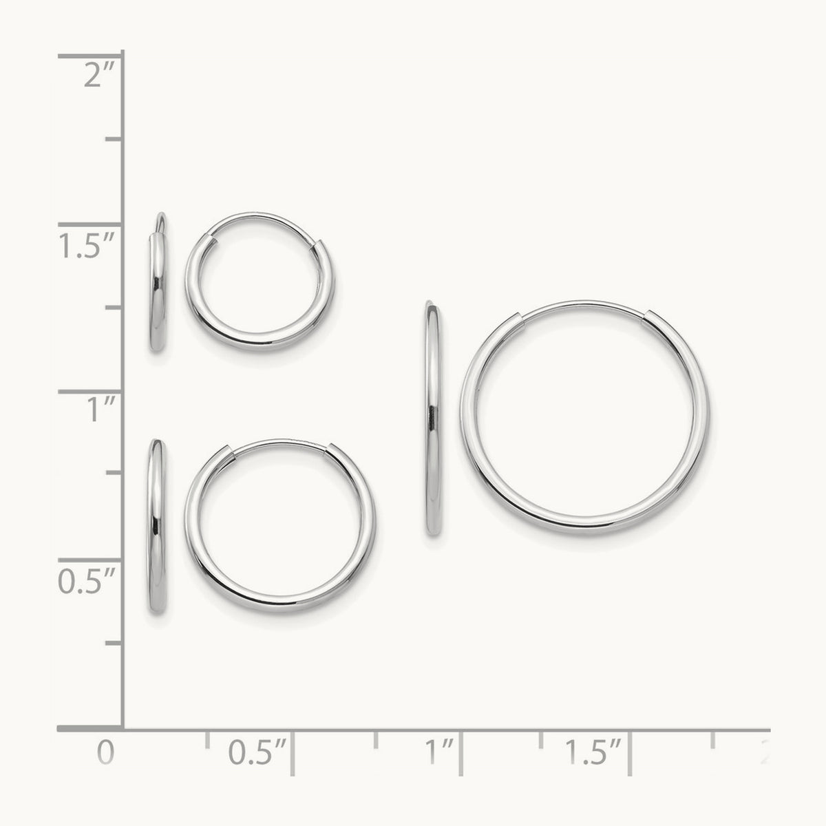 Madi K Endless Hoop 3 Pair Earring Set, 14K White Gold