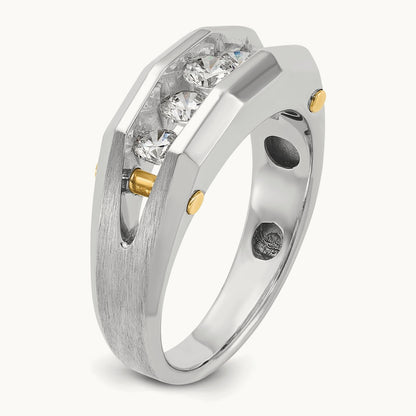 14ktt IBGoodman Men's Polished & Satin Cut-Out 5-Stone Diamond Ring