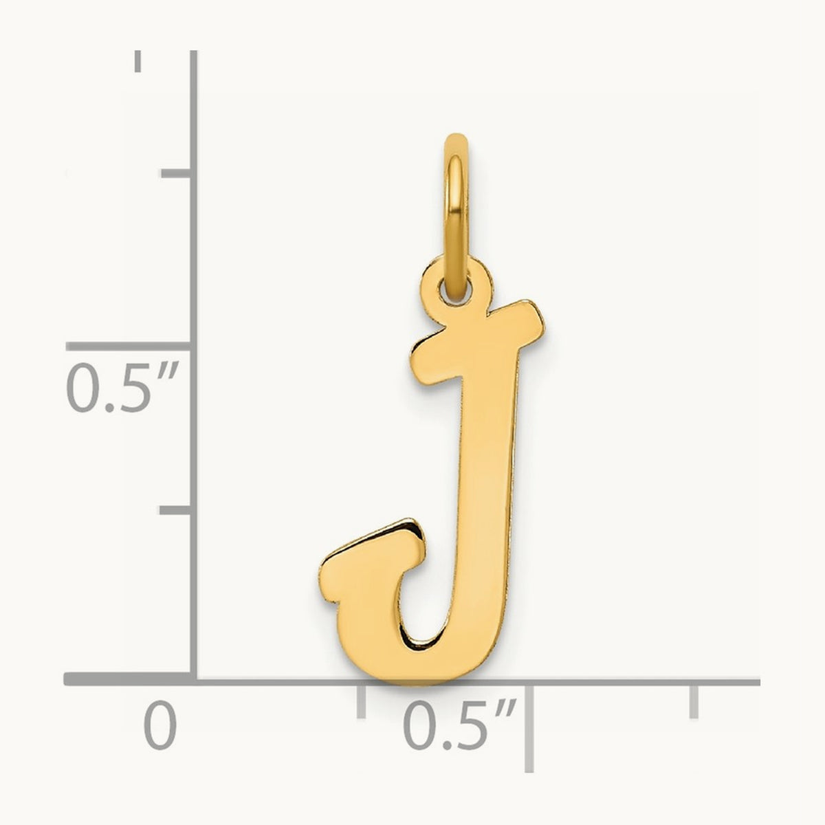 Medium Script Initial Charm — 14K Yellow Gold, J