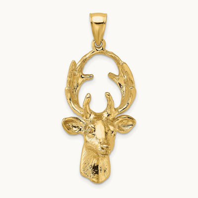 3-D Deer Head Charm, 14K