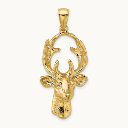 3-D Deer Head Charm, 14K