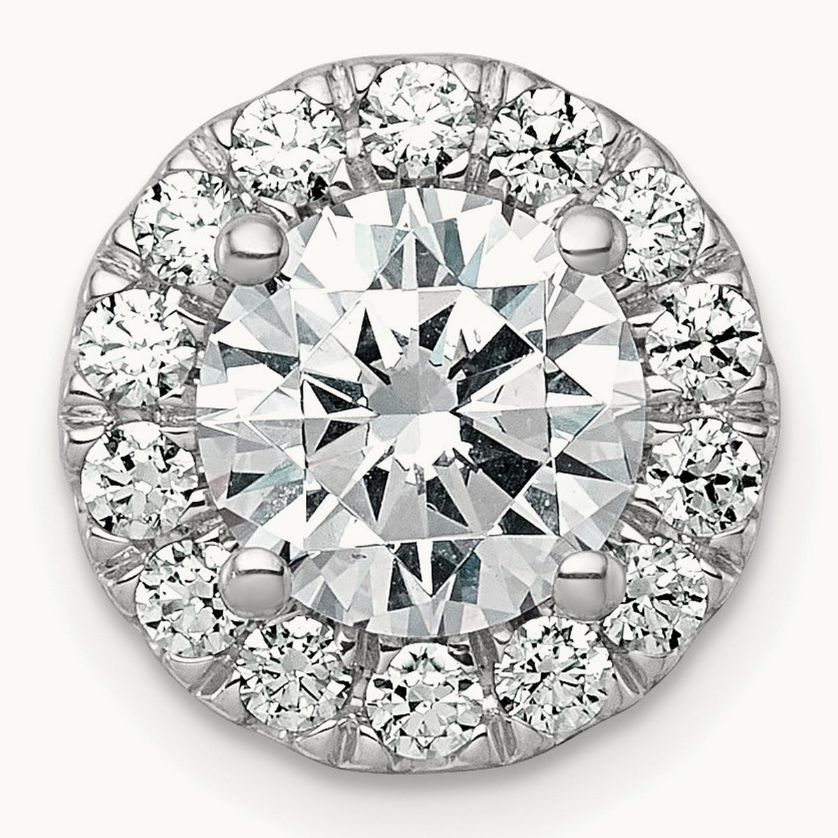 Round Halo Chain Slide Pendant, 0.25-5.00 ct tw Lab-Grown Diamond — 2 1/2 ct, 14K White Gold