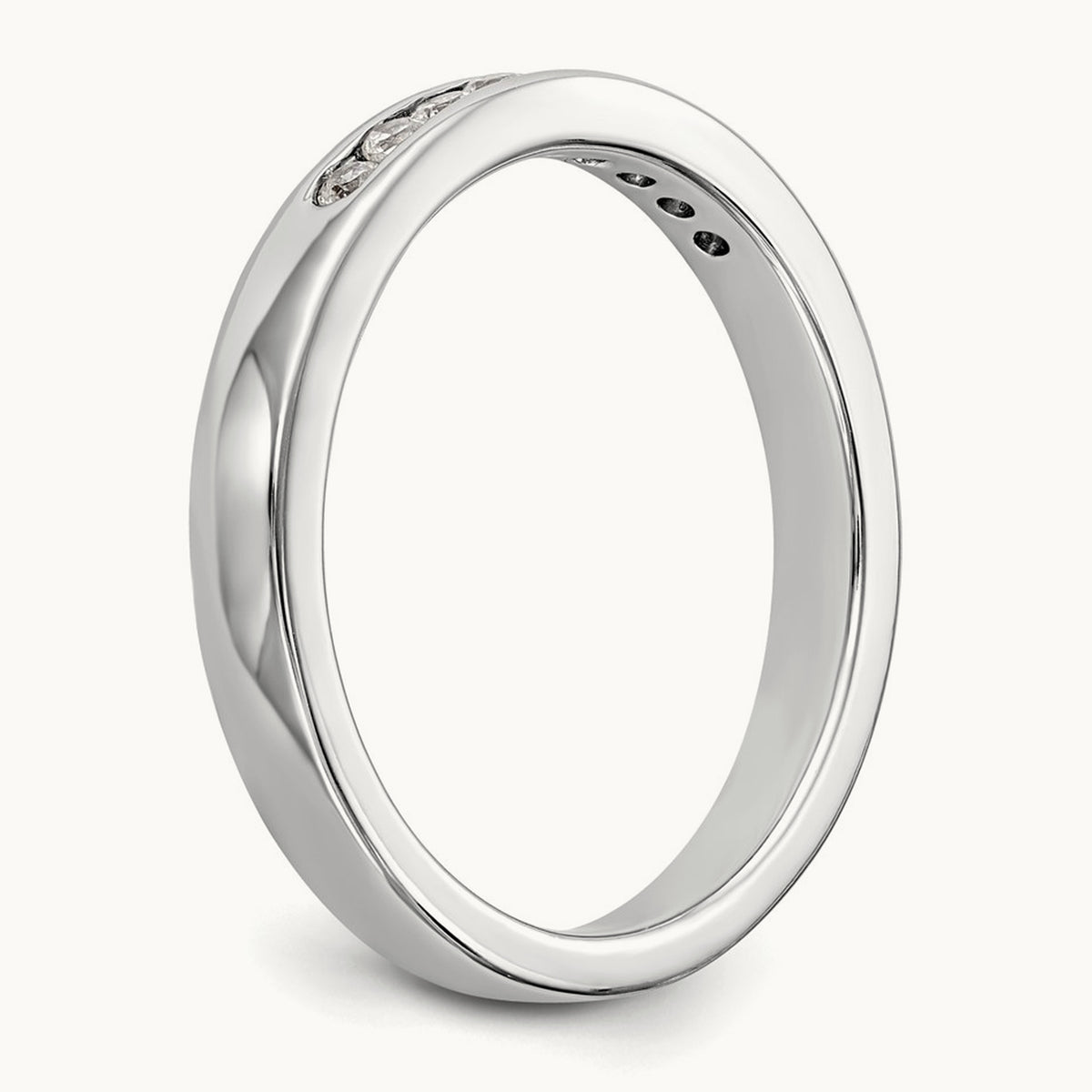 9-Stone Diamond Channel Band, 14K White Gold