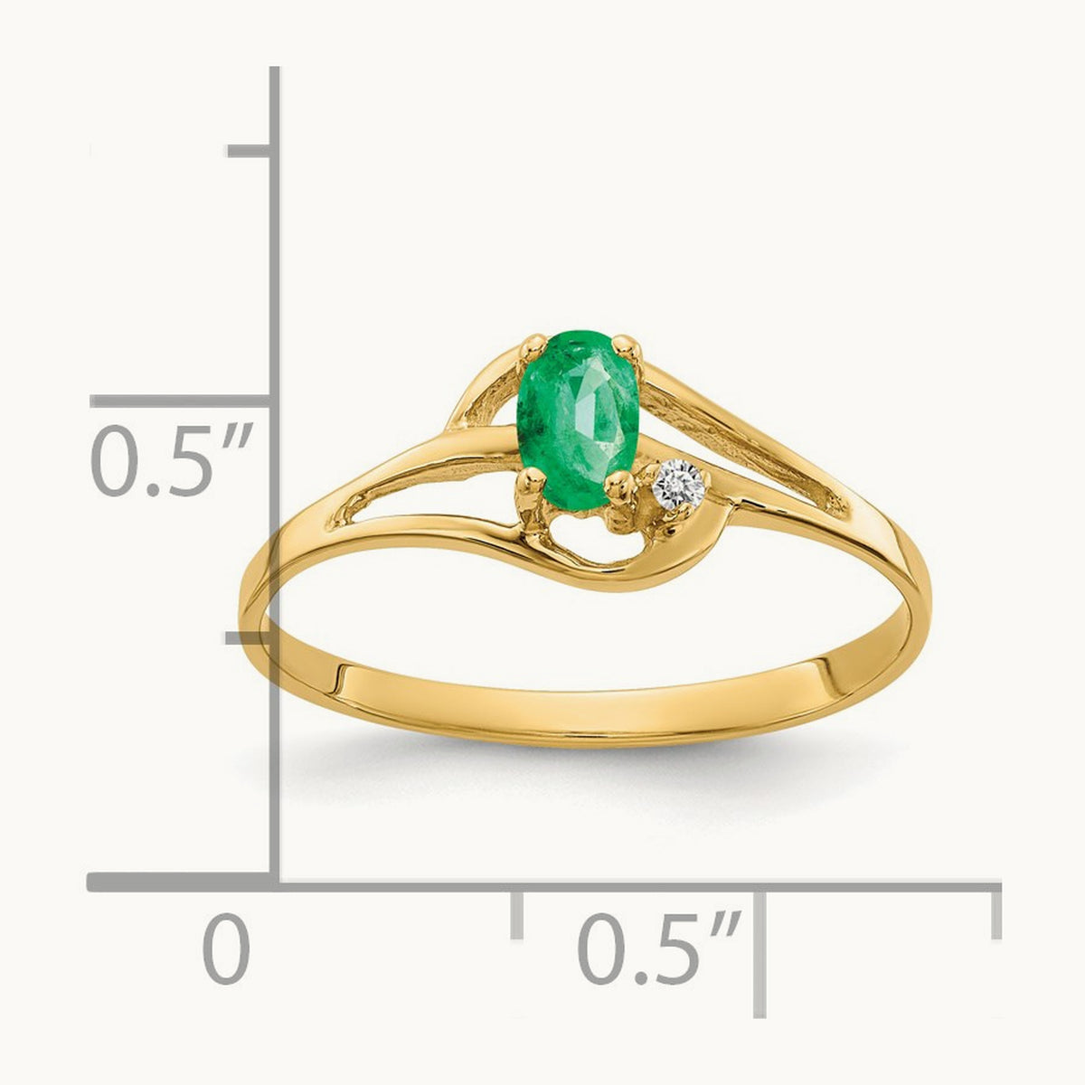 5x3mm Oval Emerald AA Diamond ring, 14K