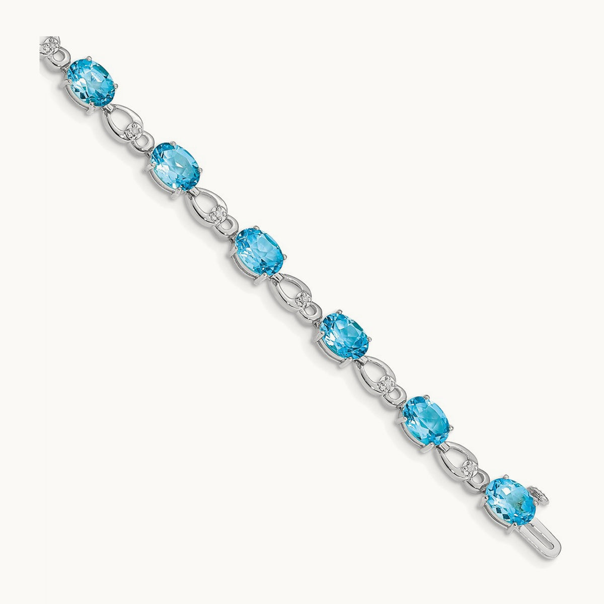 Blue Topaz and Diamond Bracelet — 14K White Gold