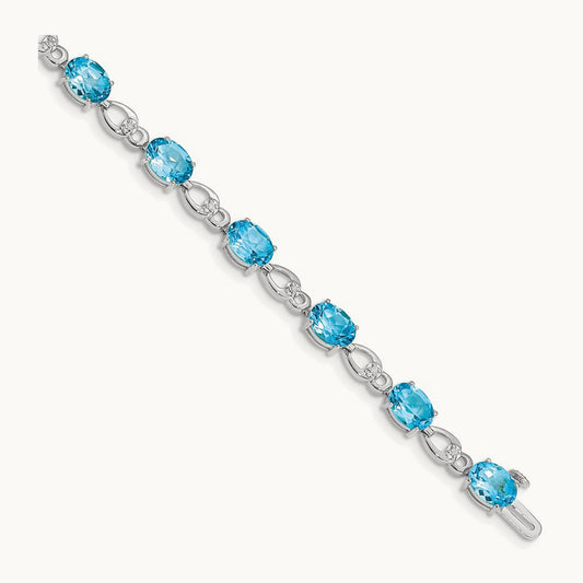 Blue Topaz and Diamond Bracelet — 14K White Gold