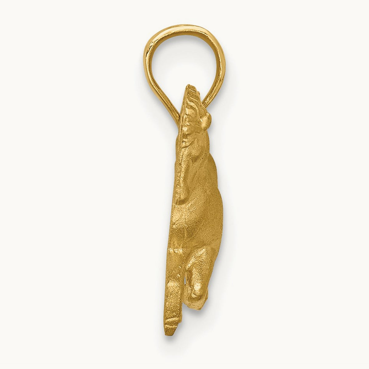 Brushed and Diamond-cut Horse Pendant, 14K