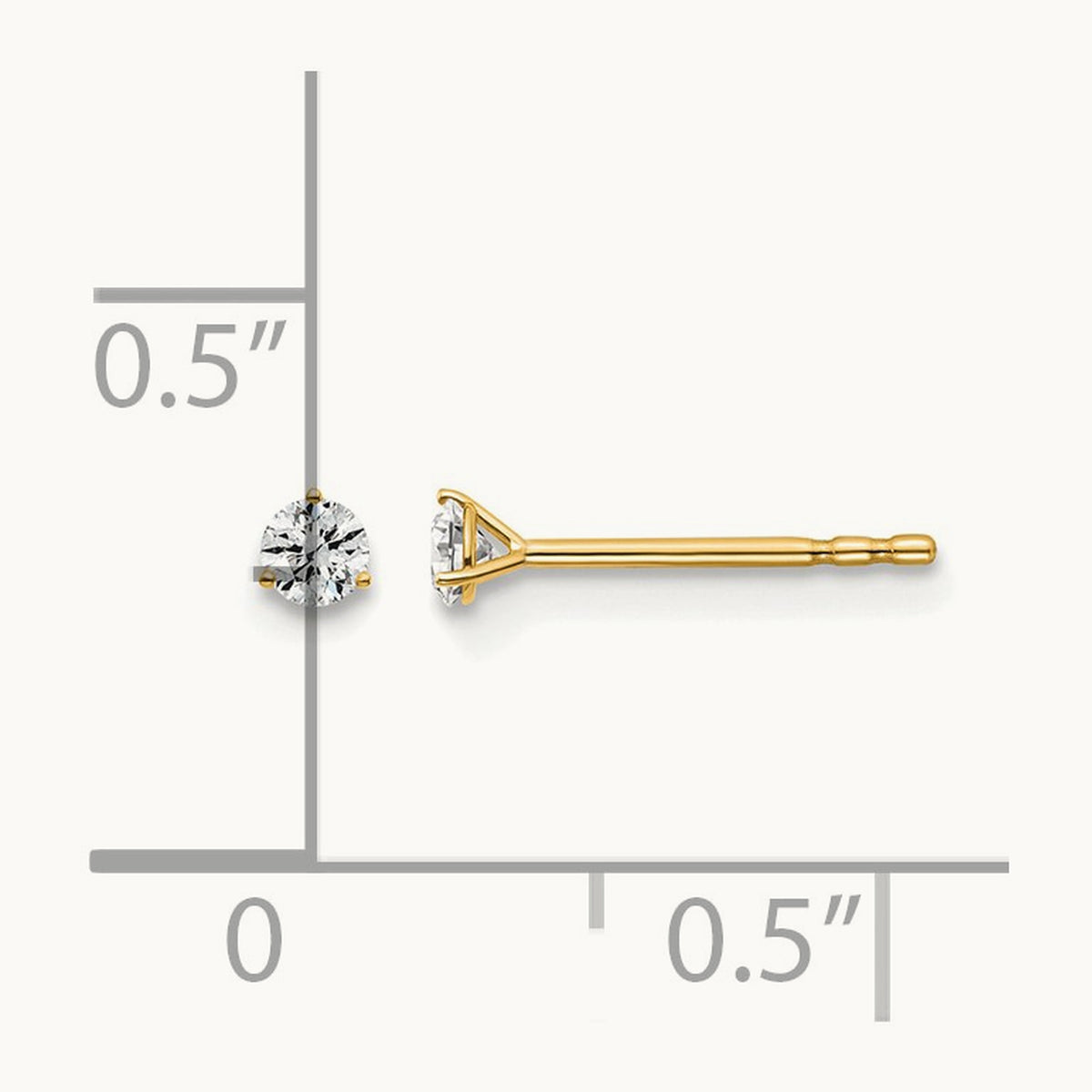 Round Stud Earrings, 0.10-6.00 ct tw Lab-Grown Diamond — 1/10 ct, 14K Yellow Gold
