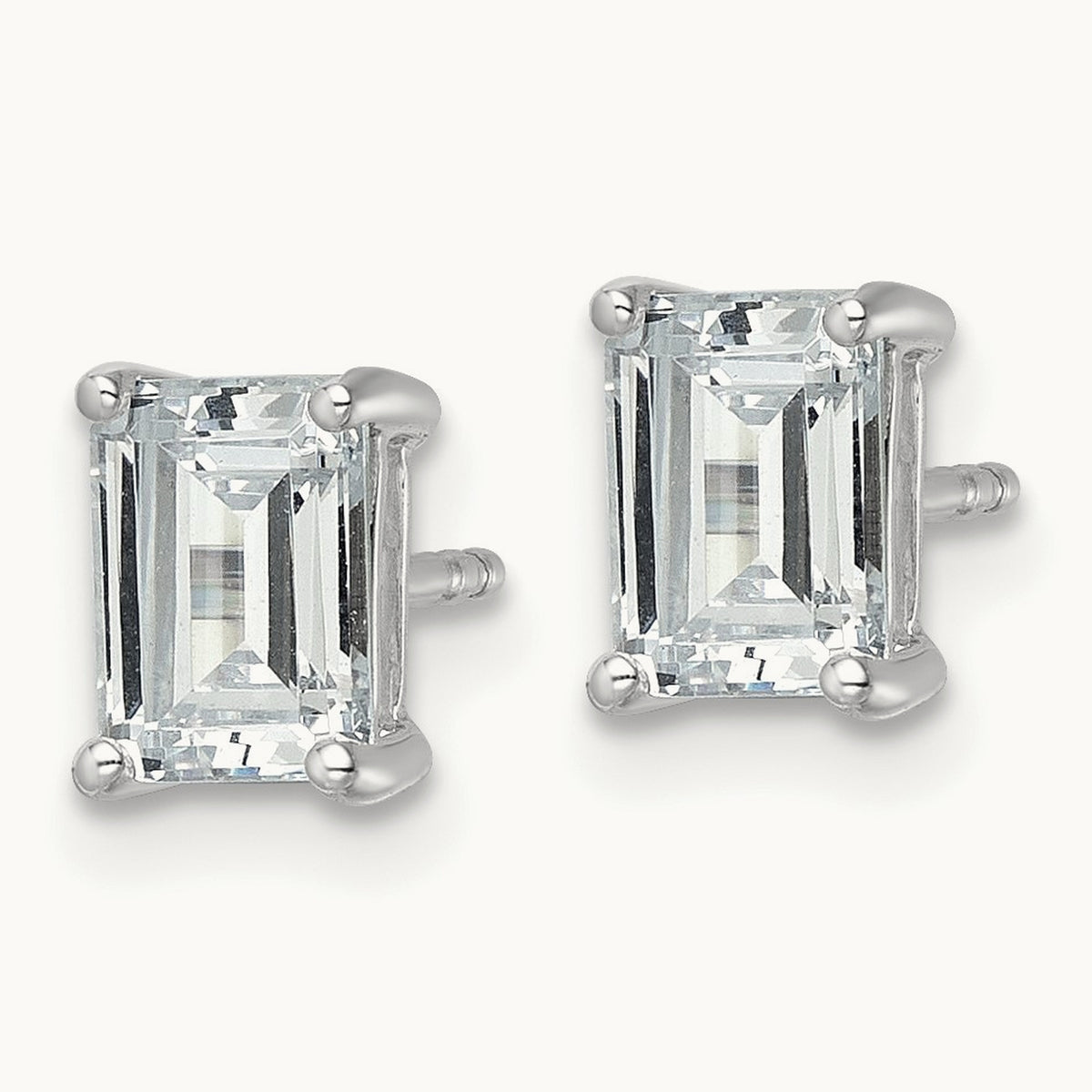 Emerald Four-Prong Stud Earrings, 0.50-6.00 ct tw Lab-Grown Diamond — 2 ct, 14K White Gold