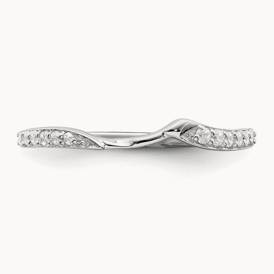Contoured Diamond Band, 10K White Gold