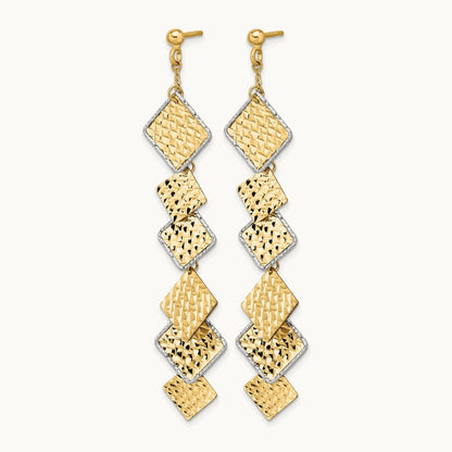 Polished and Brushed D/C Post Dangle Earrings, 14K Two-tone — Leslie's