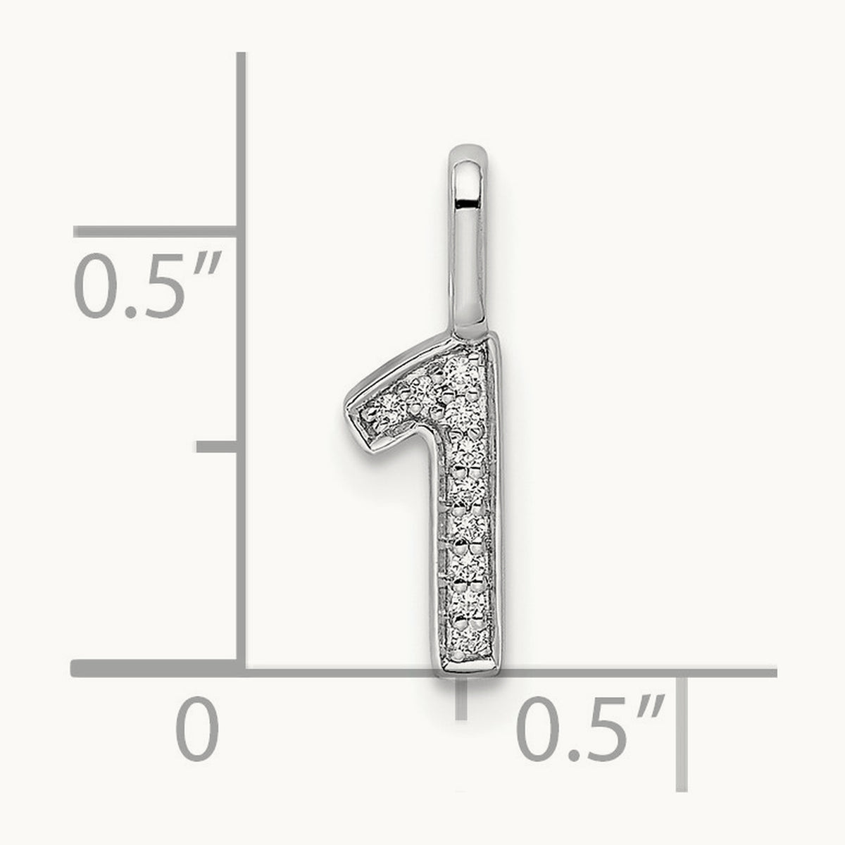 Diamond Number 1 Pendant — 14K White Gold, 15.32mm