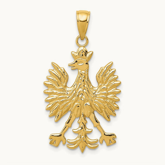 Phoenix Mythological Bird Charm, 14K