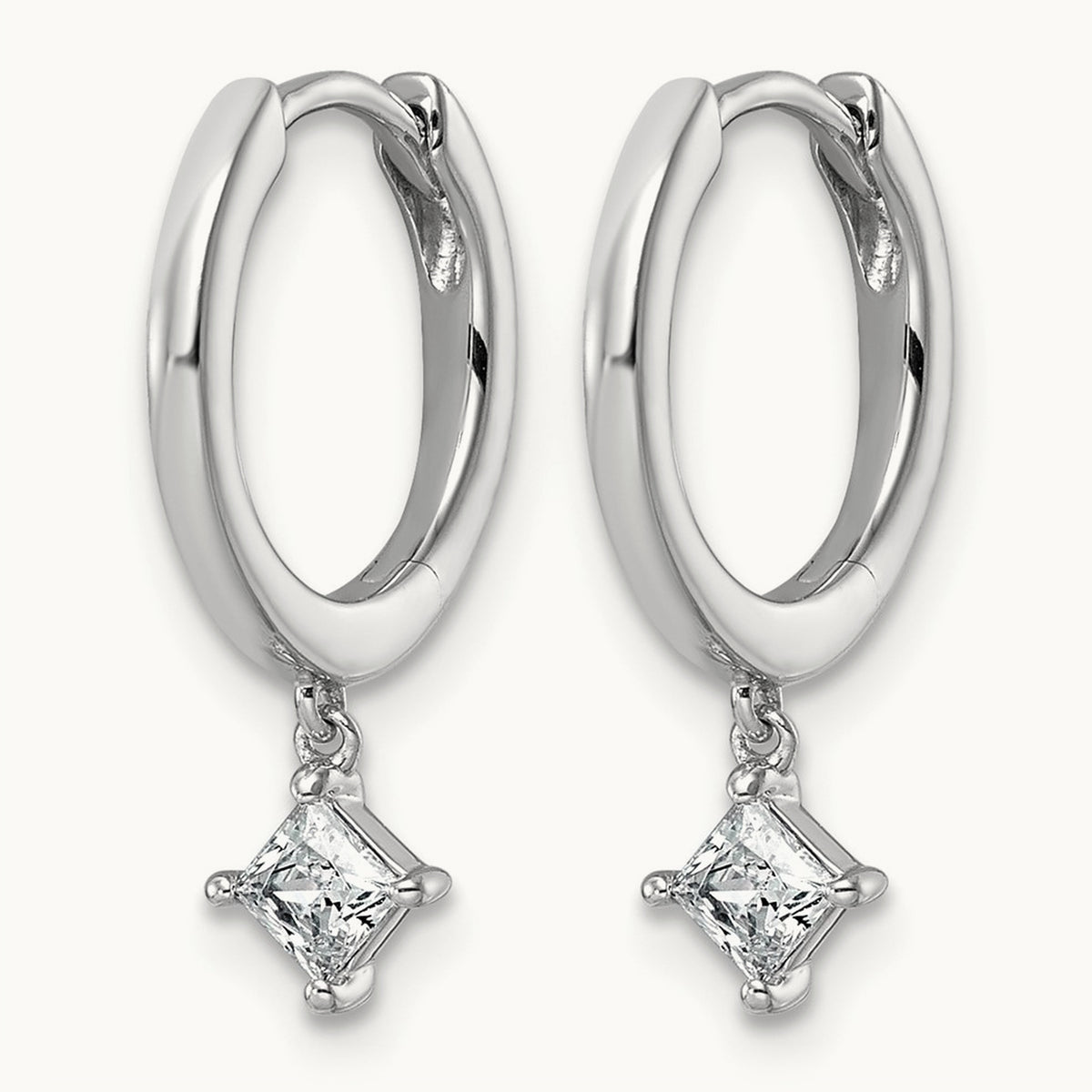 Dangle Princess Hoop Earrings, 0.25-0.50 ct tw Lab-Grown Diamond — 1/3 ct, 14K White Gold