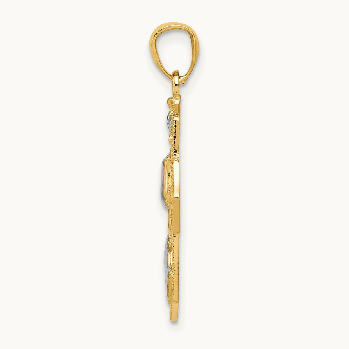 w/Rhodium Cross Pendant, 14K