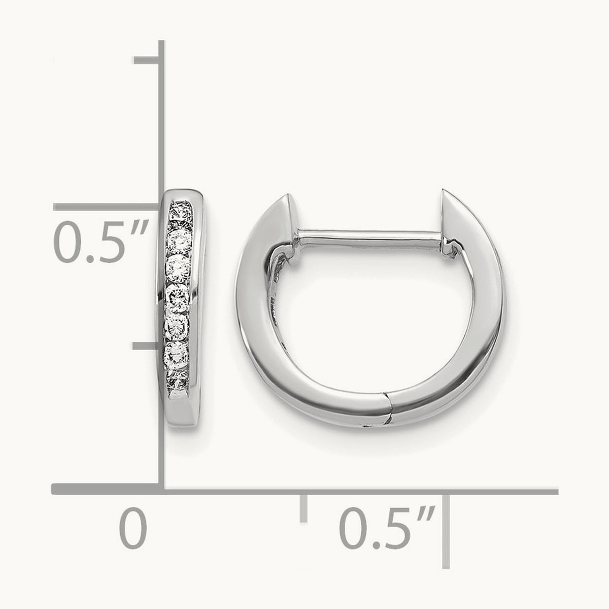 Hinged Hoop Earrings, 0.10 ct tw Lab-Grown Diamond — 14K White Gold