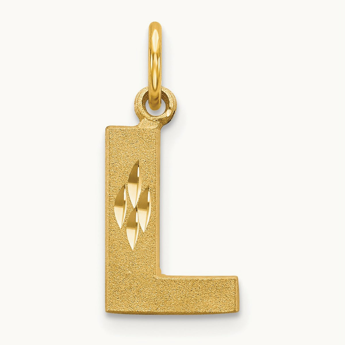 Satin Diamond-cut Initial Charm — 14K Yellow Gold, L