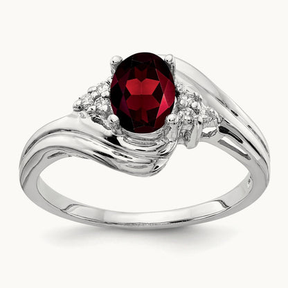Oval Garnet AA Diamond ring — photo set