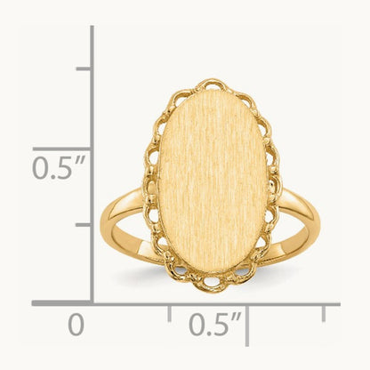 9.0x16. Open Back Signet Ring, 0mm, 14K