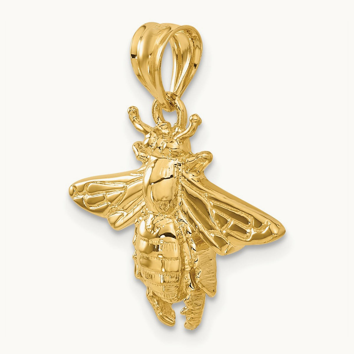 Solid Open-Backed Bee Pendant, 14K