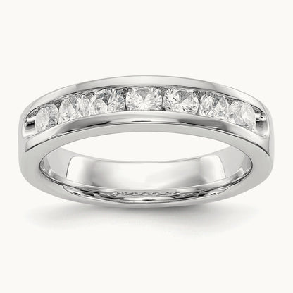 7-Stone Diamond Channel Band, 14K White Gold