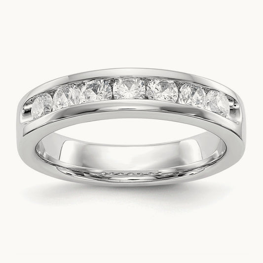 7-Stone Diamond Channel Band, 14K White Gold