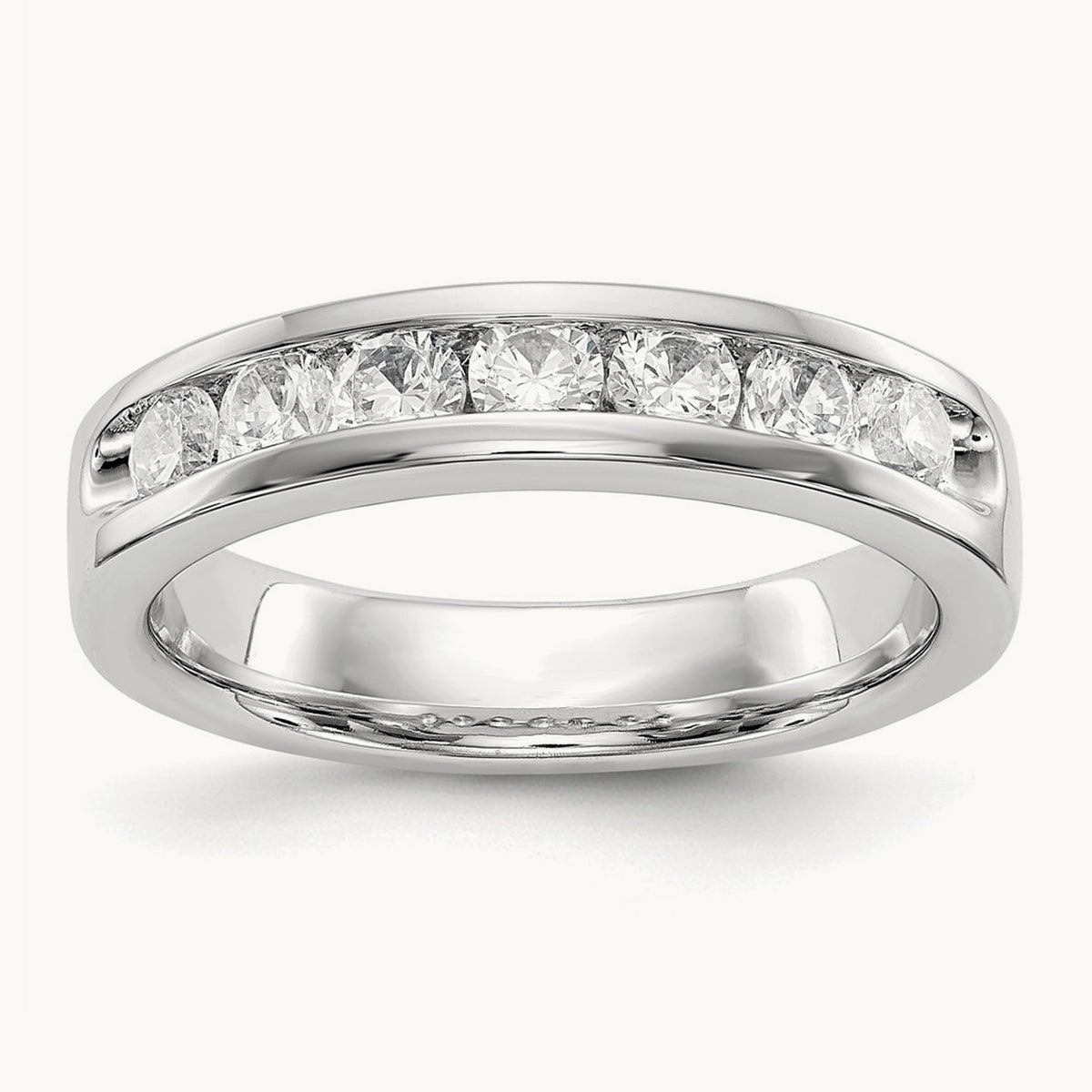 7- Stone Channel Band Mounting, 3mm, 14K White Gold