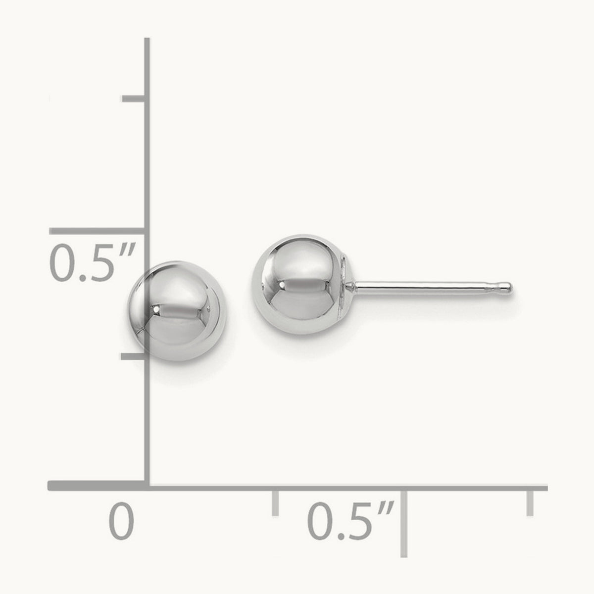 Polished Ball Post Earrings — 14K White Gold, 5mm