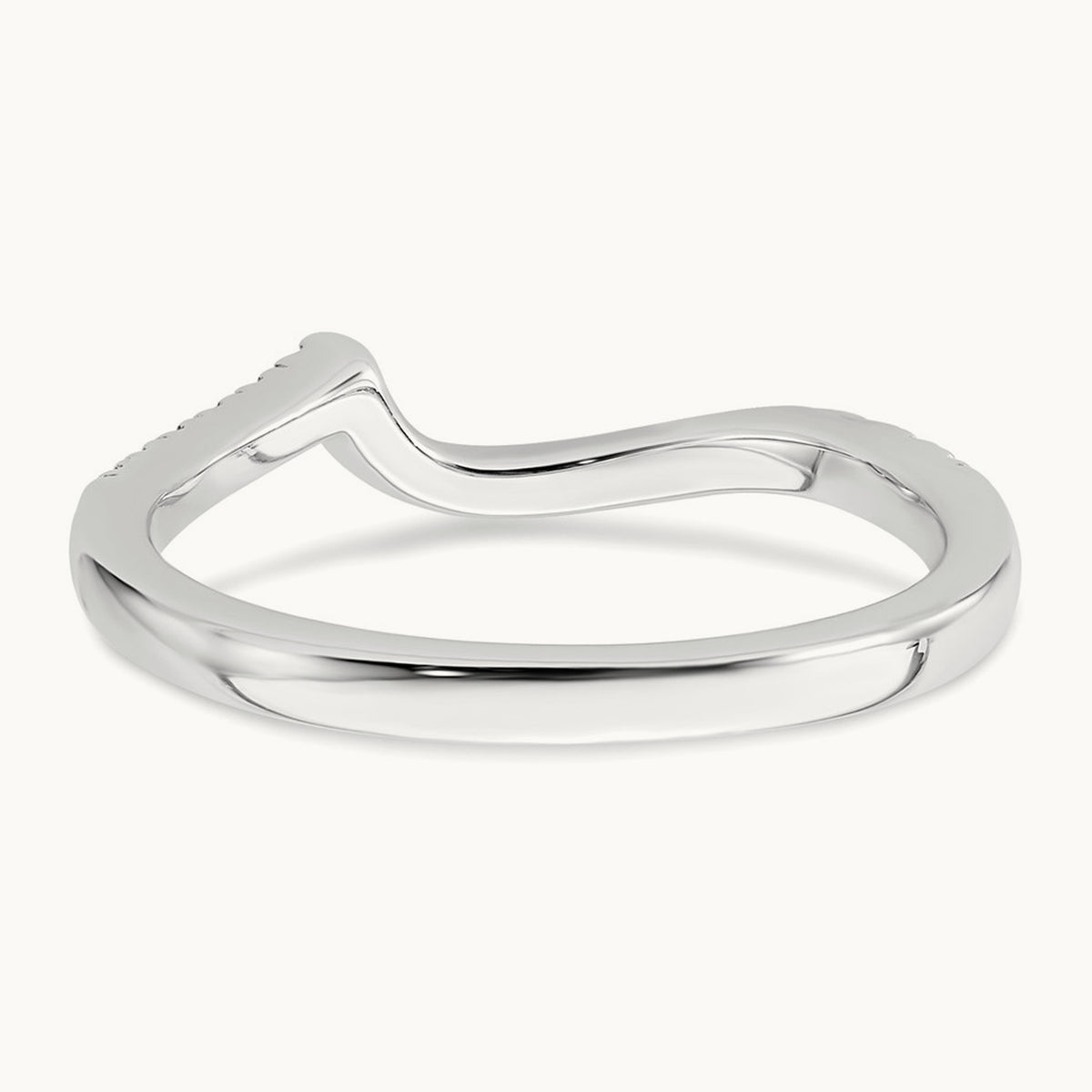 Diamond Contoured Wedding Band, 14K White Gold