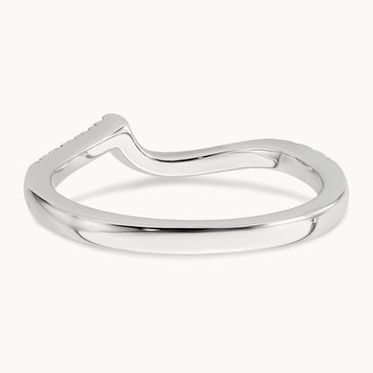 Diamond Contoured Wedding Band, 14K White Gold