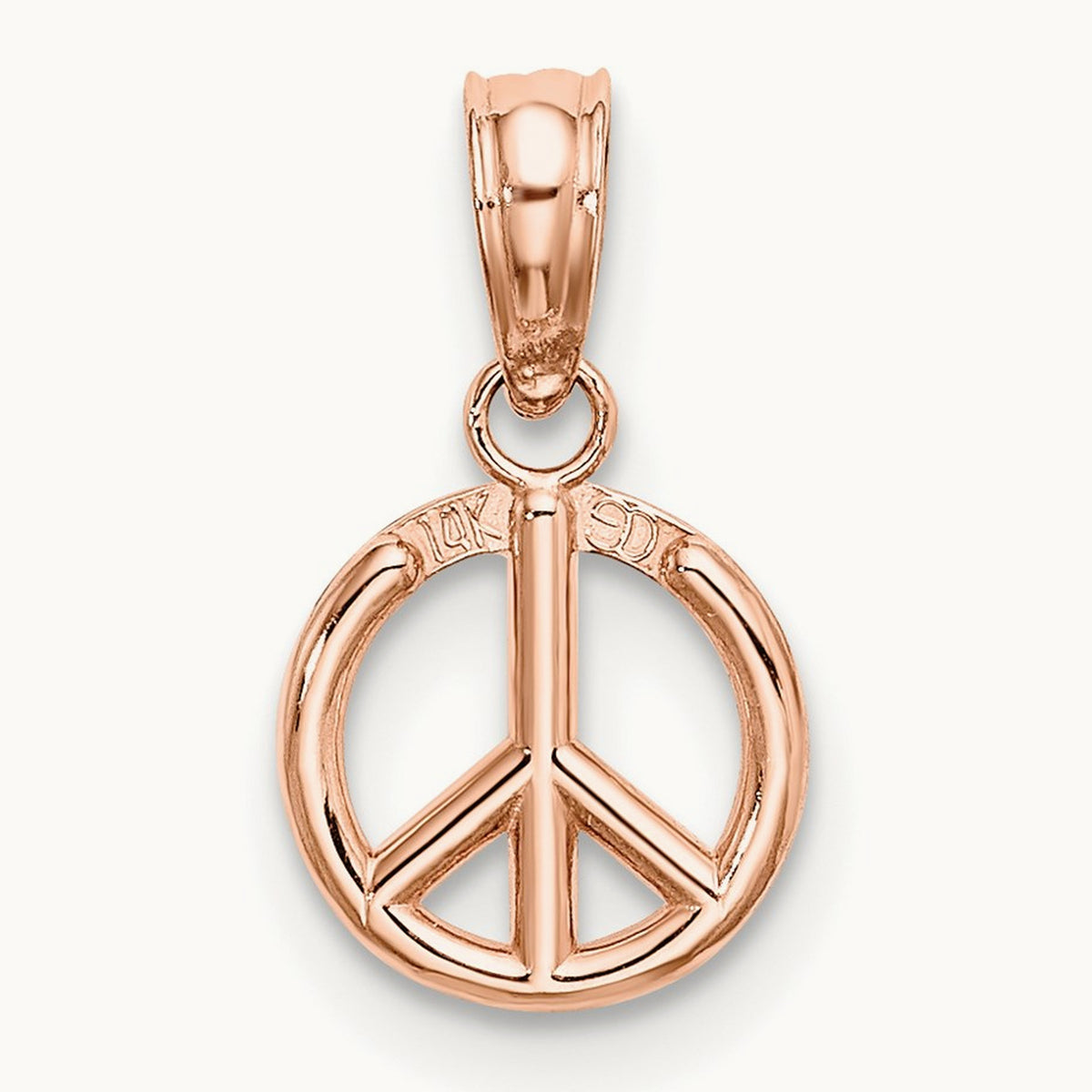 3-D Peace Symbol Charm — 14K Rose Gold, 14mm