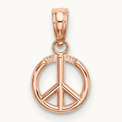 3-D Peace Symbol Charm — 14K Rose Gold, 14mm