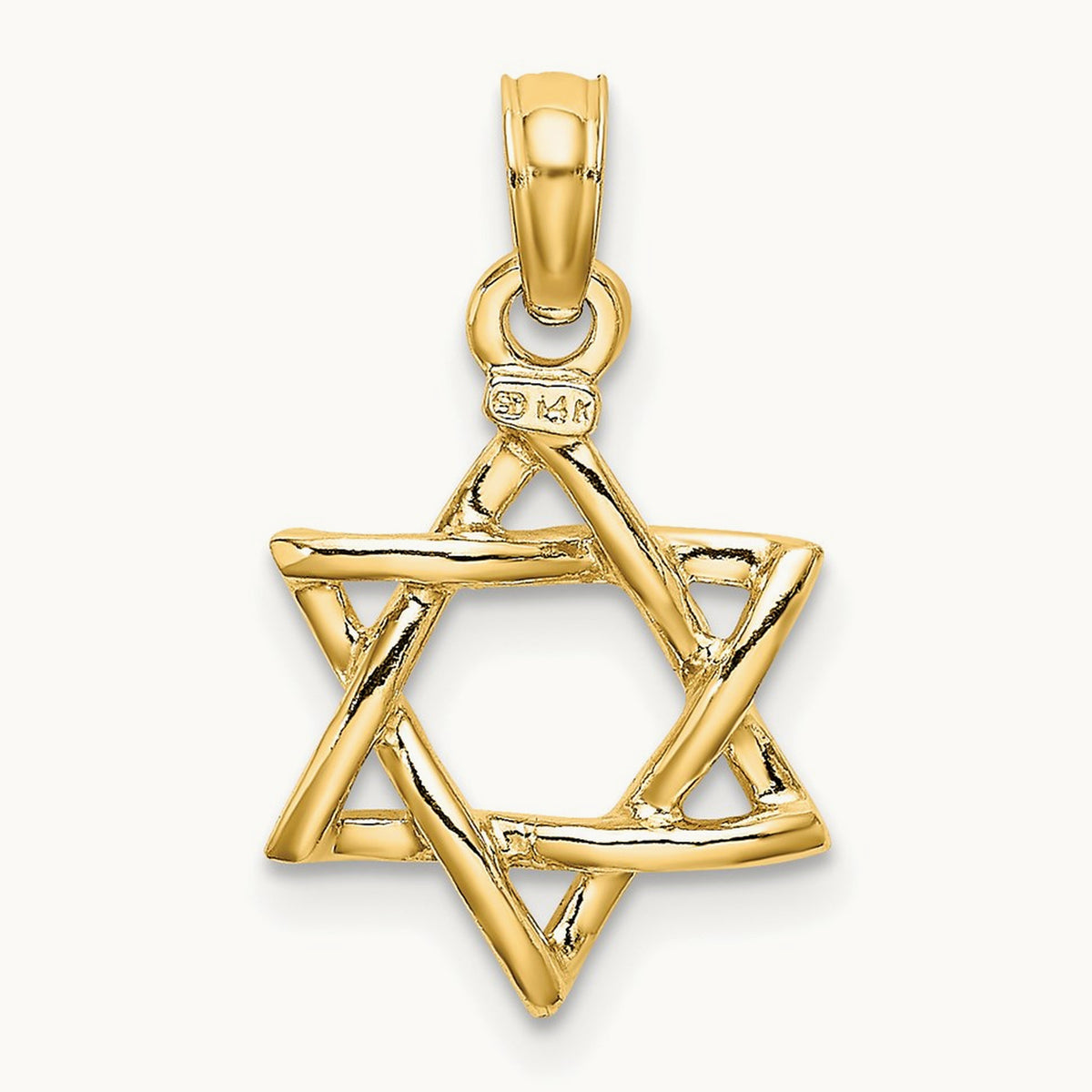 Polished Star Of David Charm — 14K Yellow Gold, 18.4mm