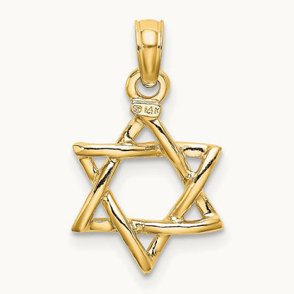 Polished Star Of David Charm — 14K Yellow Gold, 18.4mm