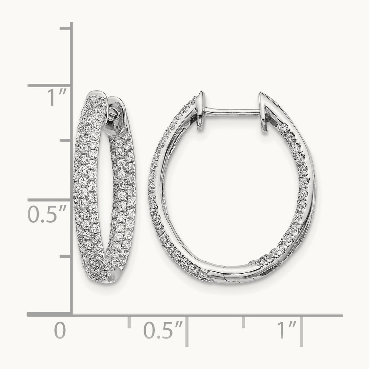 Diamond In/Out Hinged Hoop Earrings — 22mm