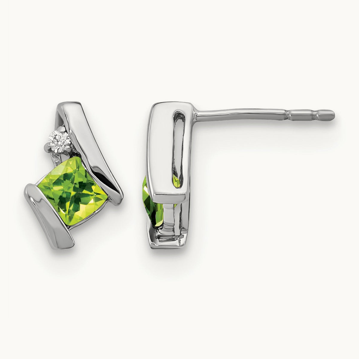 Cushion Peridot and Diamond Earrings — photo set