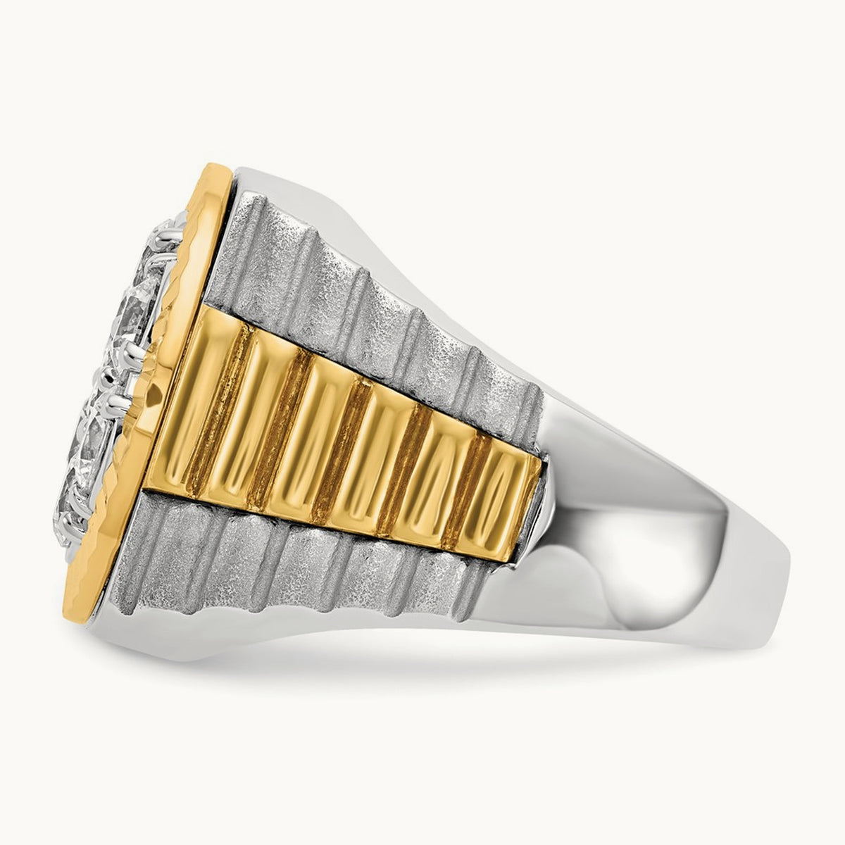 Ribbed Men's Cluster Ring, 2.00 ct tw Lab-Grown Diamond — 14K Two-Tone