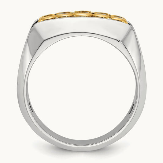14ktt IBGoodman Men's Polished Graduated 5-Stone Diamond Ring