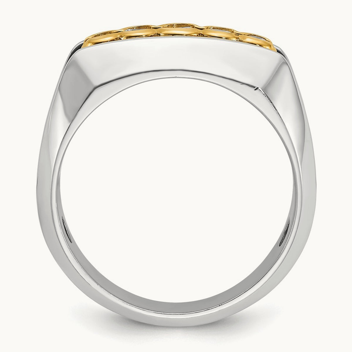 14ktt IBGoodman Men's Polished Graduated 5-Stone Diamond Ring