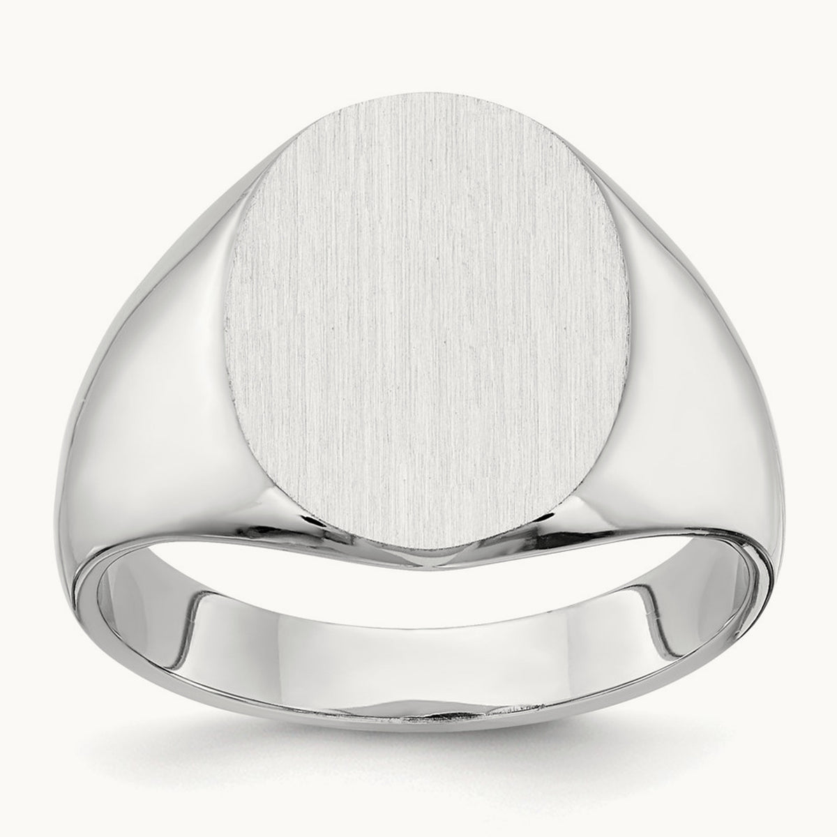 12.5x15.0xmm Closed Back Signet Ring, 14K White Gold
