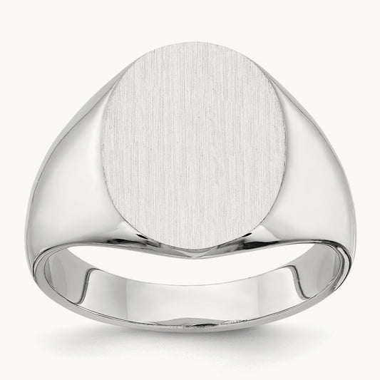12.5x15.0xmm Closed Back Signet Ring, 14K White Gold