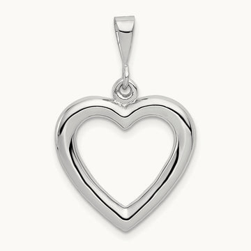 Solid Polished Heart Pendant, 14K White Gold