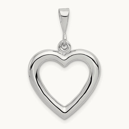 Solid Polished Heart Pendant, 14K White Gold