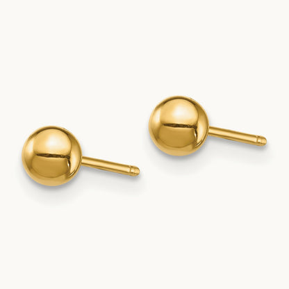 Bar and Ball Post Earrings Set, 3mm, 14K