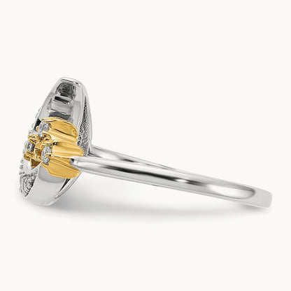 Diamond Moon w/3-Stars Ring, 14K Two-tone